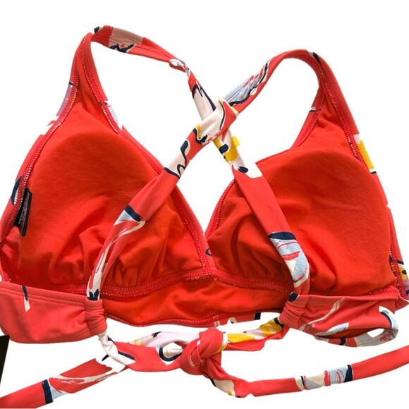 Catalina Bikini Set Red Floral Tie Top High Waisted Bottom Swimsuit Small NEW - Picture 6 of 12
